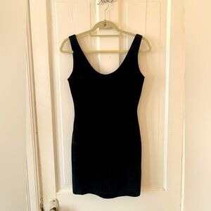 90s Vintage - Ann Taylor black suede mini-dress - size 2